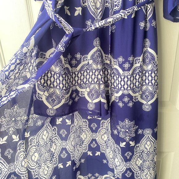 Kaari Blue | Blue and White Maxi Romper Dress - Picture 4 of 7